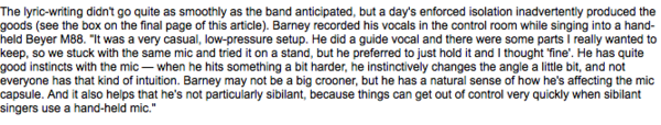 Bernard Sumner using Beyerdynamic M88