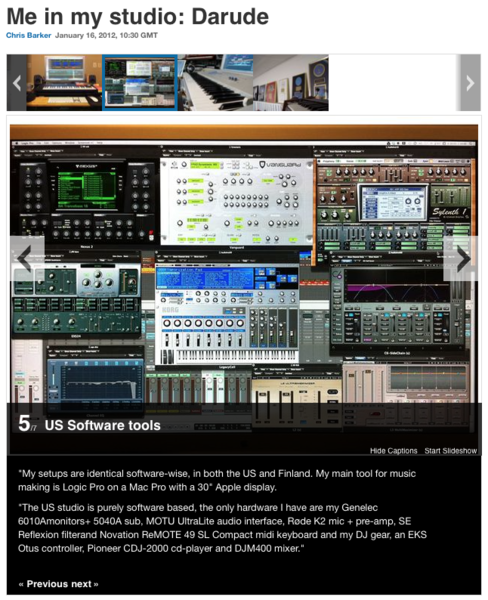 Darude using Genelec 6040A Two-Way Active Speaker Studio Monitors