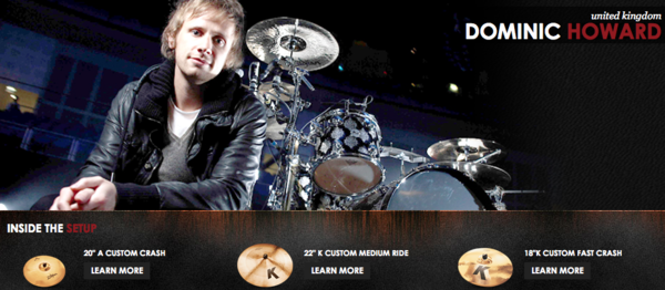 Dominic Howard using "Zildjian 20" A Custom EFX"