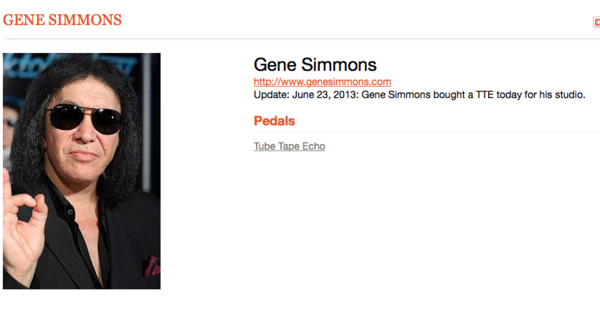Gene Simmons using Fulltone Custom Shop Tube Tape Echo - Standard Version