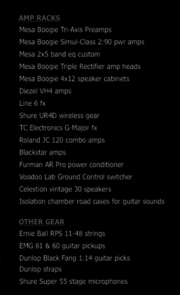 James Hetfield using Diezel VH4 100W Tube Guitar Head Amp