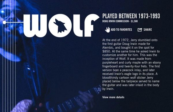 Jerry Garcia using Jerry Garcia's Doug Irwin Commission Electric Guitar - Wolf