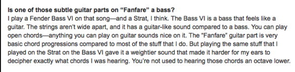 John Frusciante using Fender Bass VI