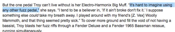 Lindsey Troy using Electro-Harmonix Big Muff Pi