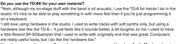 Matt Helders using Roland SP-303