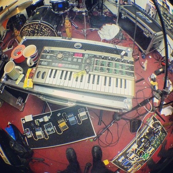 Matthew Healy using Korg MicroKORG Synthesizer/Vocoder
