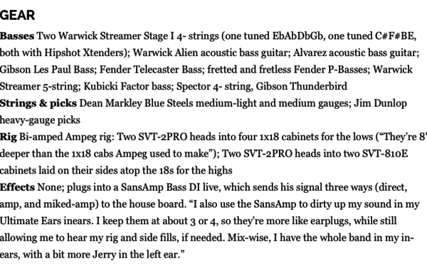 Mike Inez using Ampeg SVT-810E 8x10 Bass Cabinet