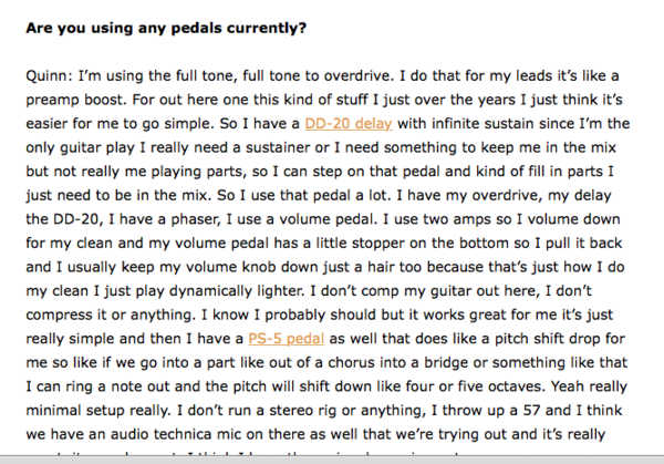 Quinn Allman using Boss DD-20 Giga Delay Digital Delay Pedal