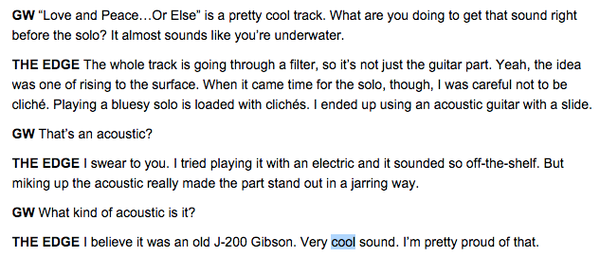 The Edge using Gibson J-200